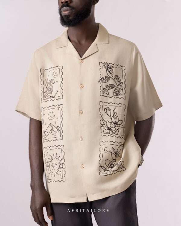 AT Carton Shirt with Brown Embroidery - Image 2