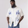AT White Linen with Blue Embroidery