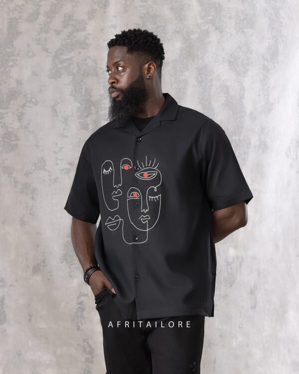 AT Black Linen Face Shirt - Image 3