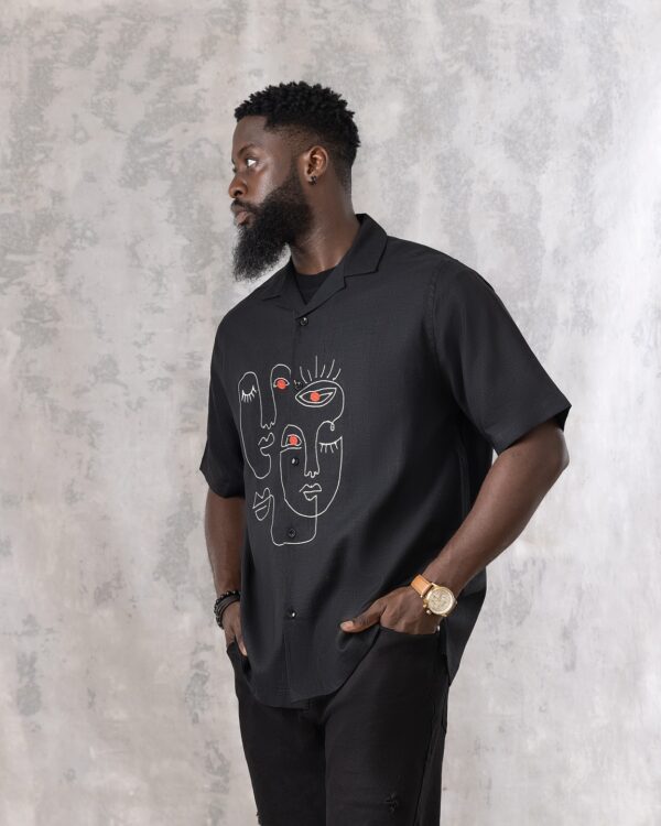 AT Black Linen Face Shirt - Image 2