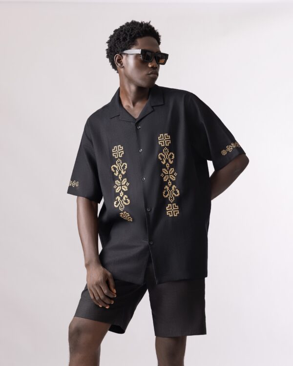 AT Bronze Embroidery Black Shirt - Image 2