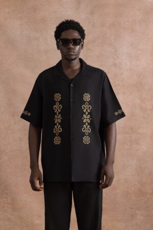AT Bronze Embroidery Black Shirt