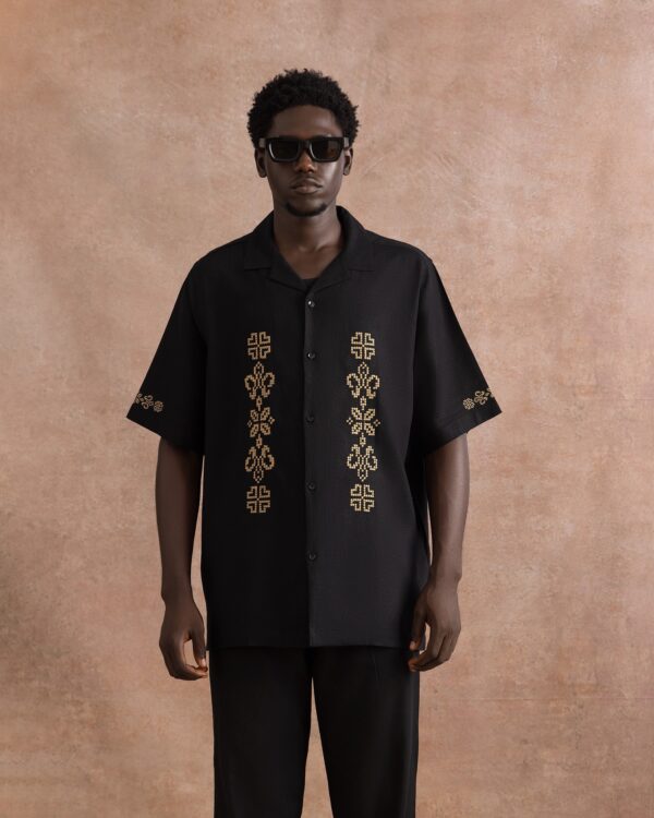 AT Bronze Embroidery Black Shirt