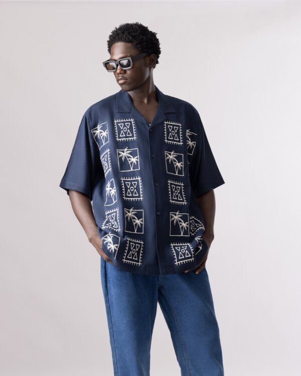 AT Navy Linen Shirt - Image 2